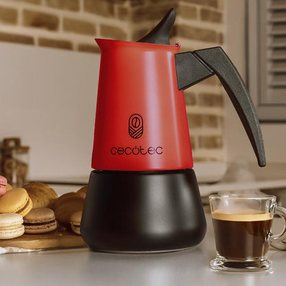 Piccolina Red Cafetera italiana fabricada en acero inoxidable de alta calidad para 2/4/6/10 tazas de café.