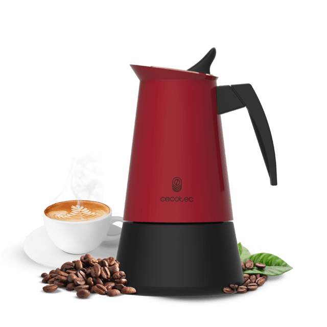 Piccolina Red Cafetera italiana fabricada en acero inoxidable de alta calidad para 2/4/6/10 tazas de café.